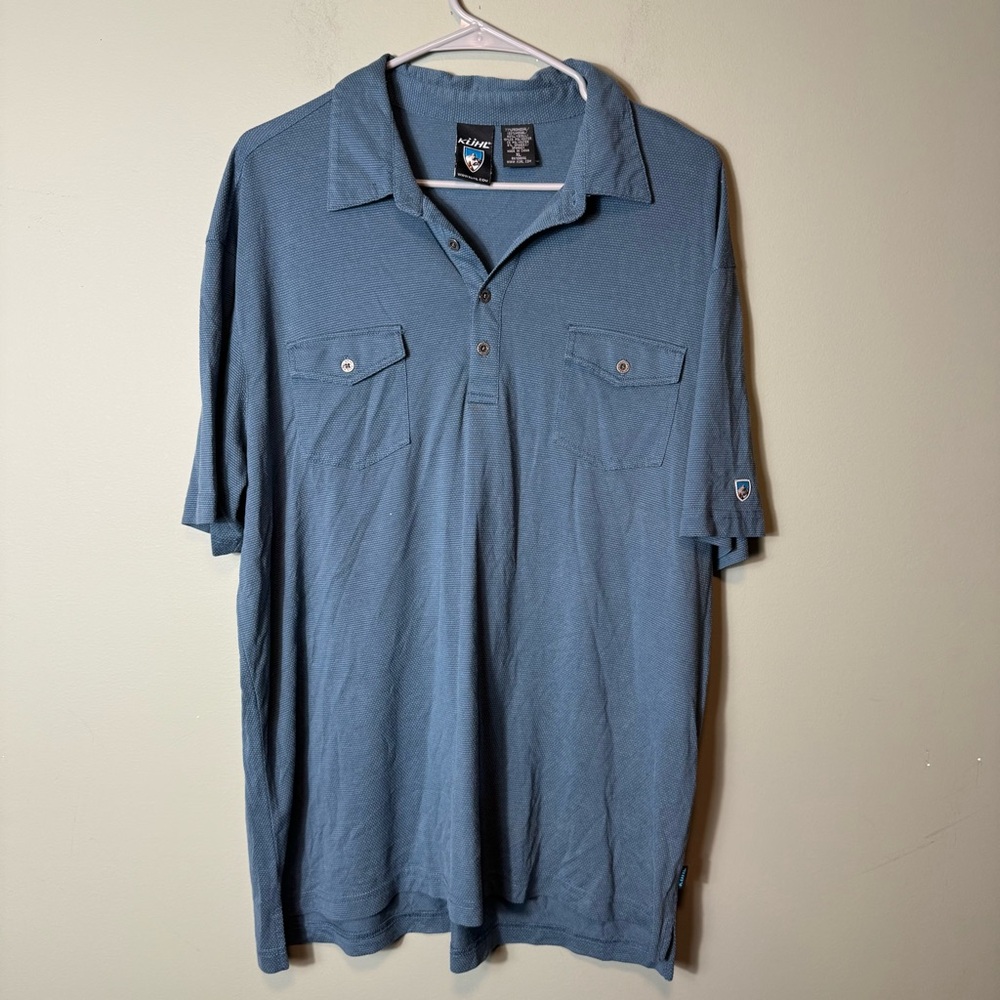 Kuhl Men's Blue Short Sleeve Polo Shirt XL